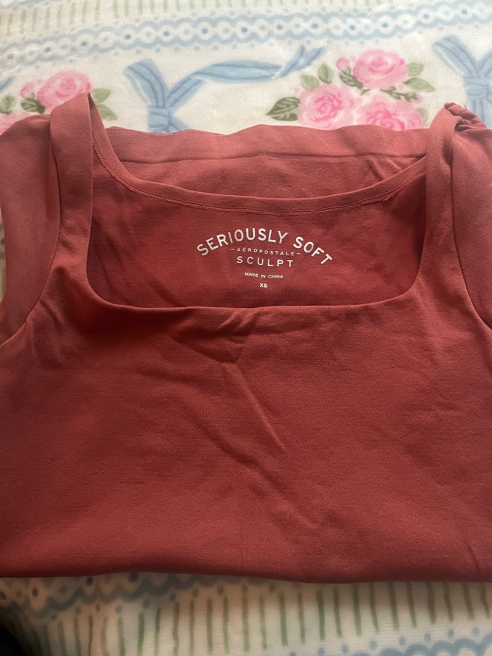 Aeropostale Seriously Soft Sculpt Square-Neck Tank - Rust Rose